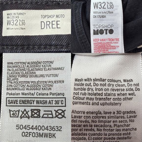 Topshop Moto Dree Cropped Kick Flare Jeans size 32 Raw Hem - Picture 11 of 12